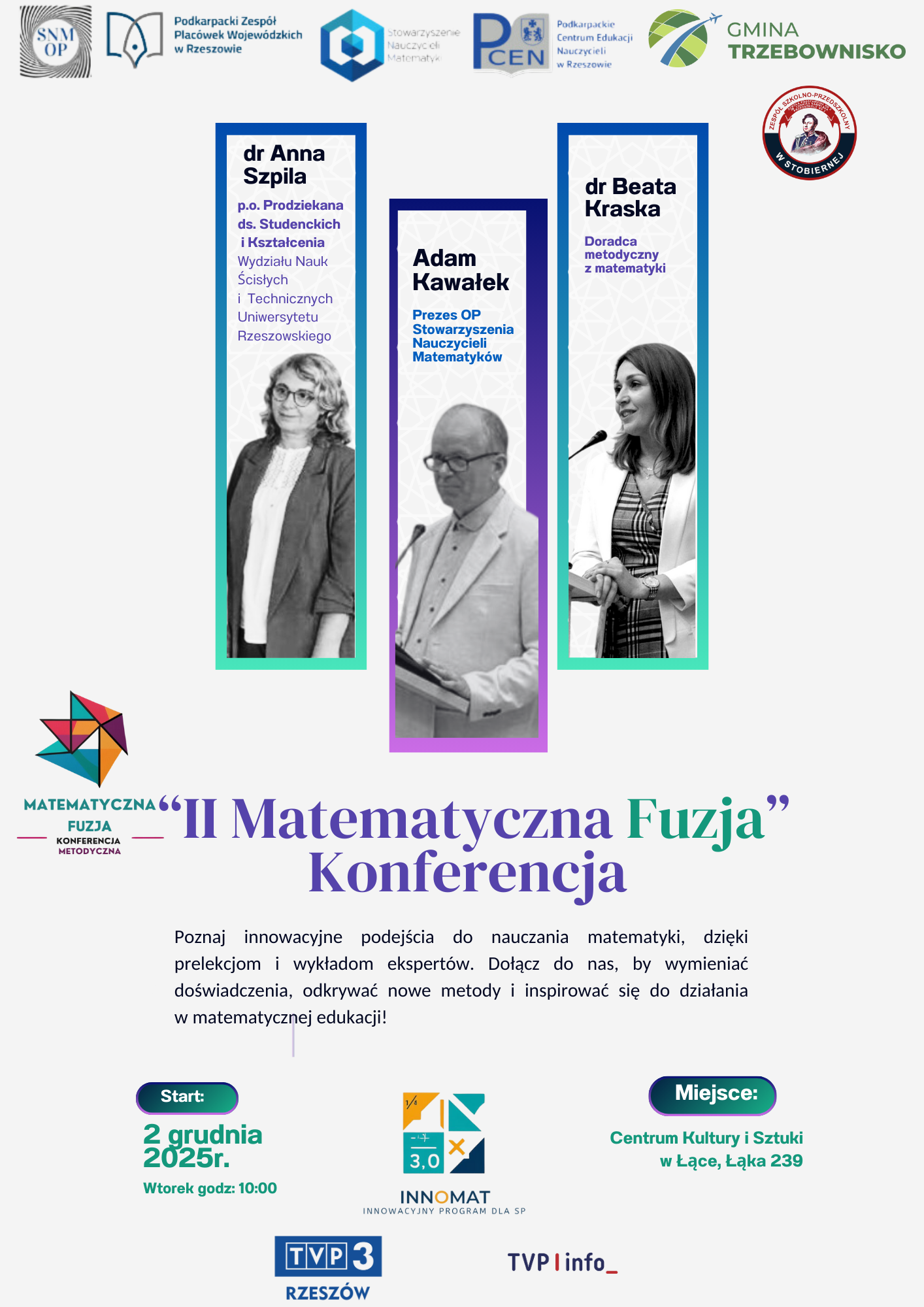 Plakat zapraszjaący na wojewódzką konferencję „Fuzja Matematyczna