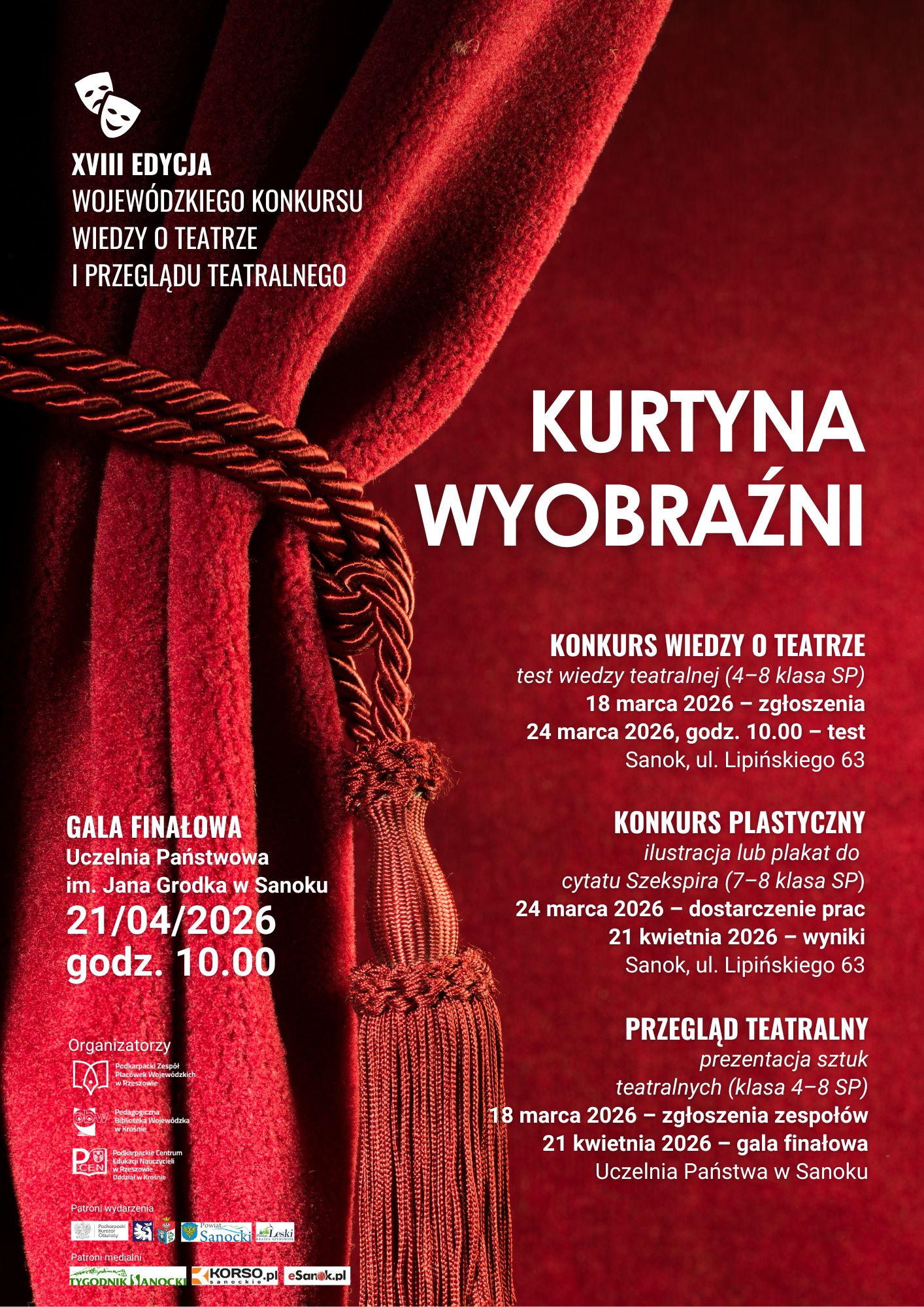 XVIII edycja wojewódzkiego konkursu wiedzy o teatrze i przeglądu teatralnego Kurtyna wyobraźni