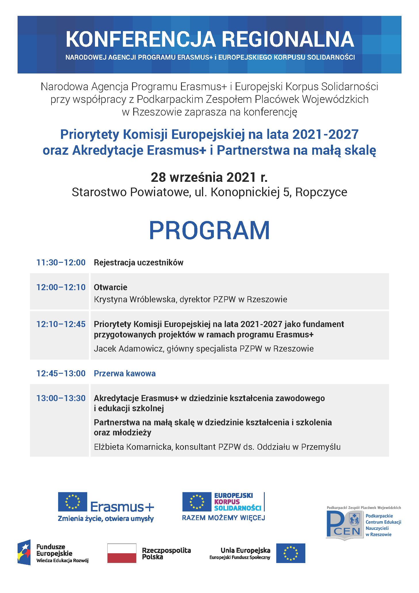 Konferencja Regionalna Narodowej Agencji Programu Erasmus+ i Europejskiego Korpusu Solidarności
