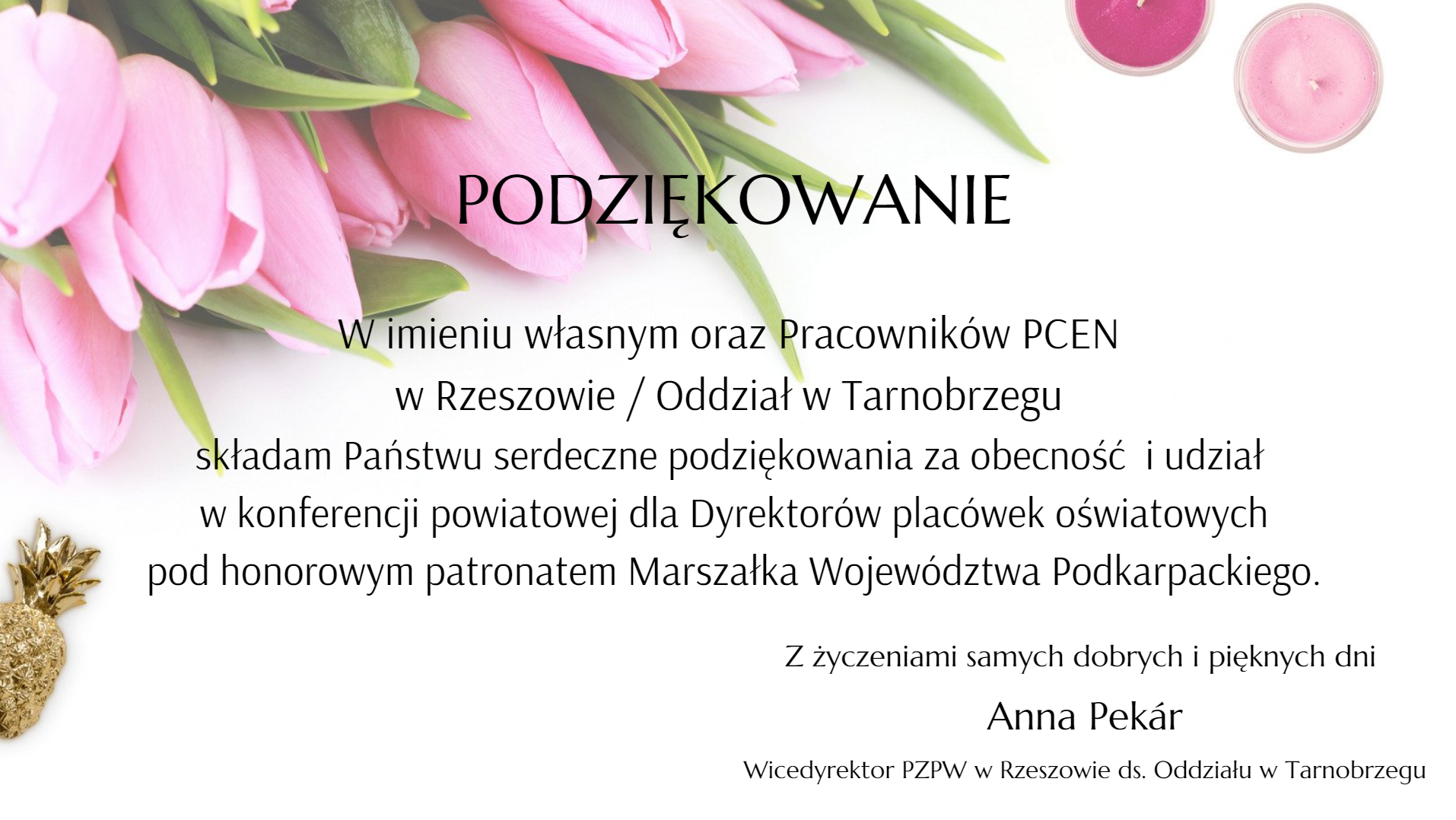 Podziękowania za uczestnictwo w konferencji powiatowej