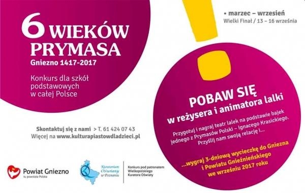 Konkurs "Tu powstała Polska – 6 wieków Prymasa. Gniezno 1417-2017"
